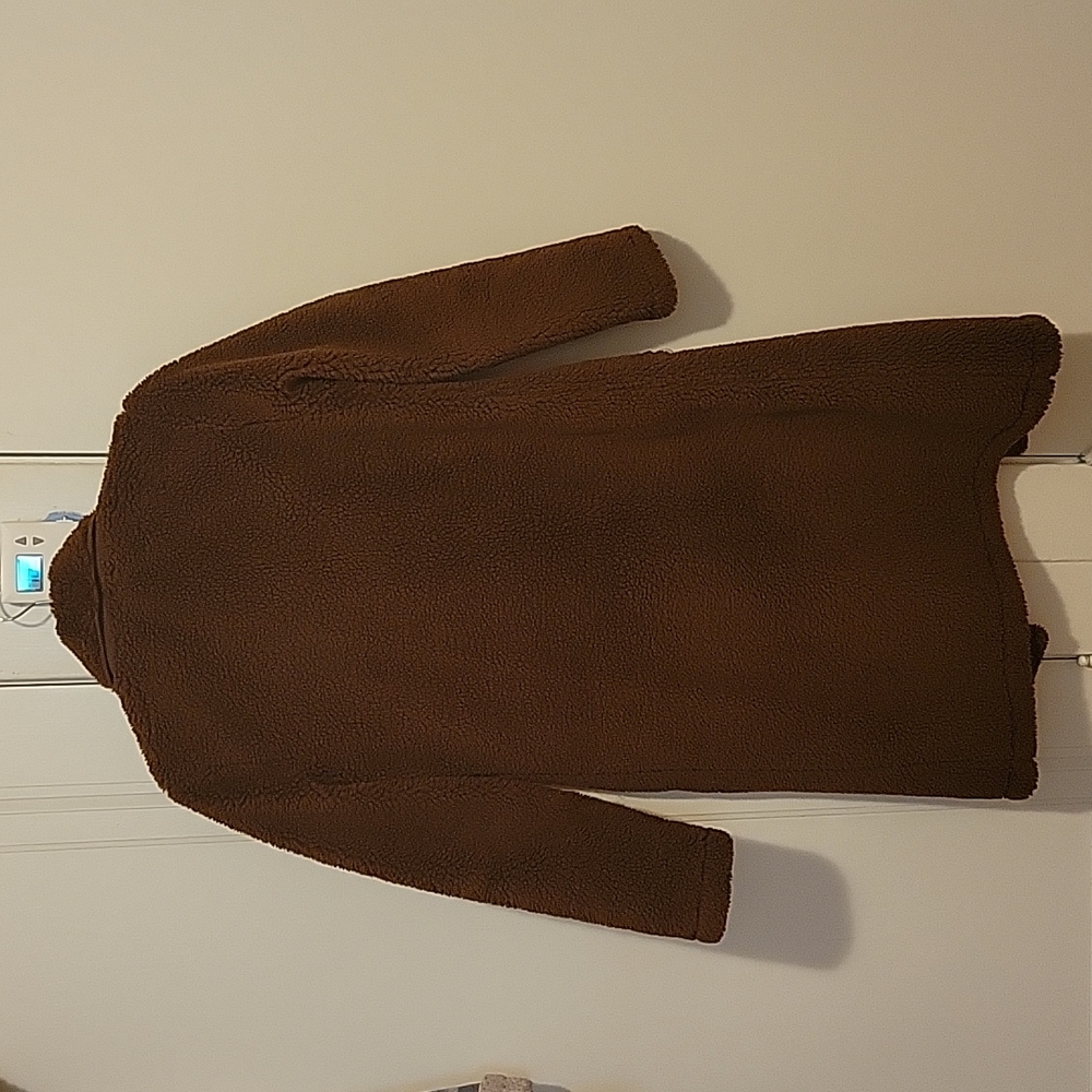 Dark Brown Faux Fur Teddy Sherpa Longline Coat Jacket S Small - Picture 3 of 5